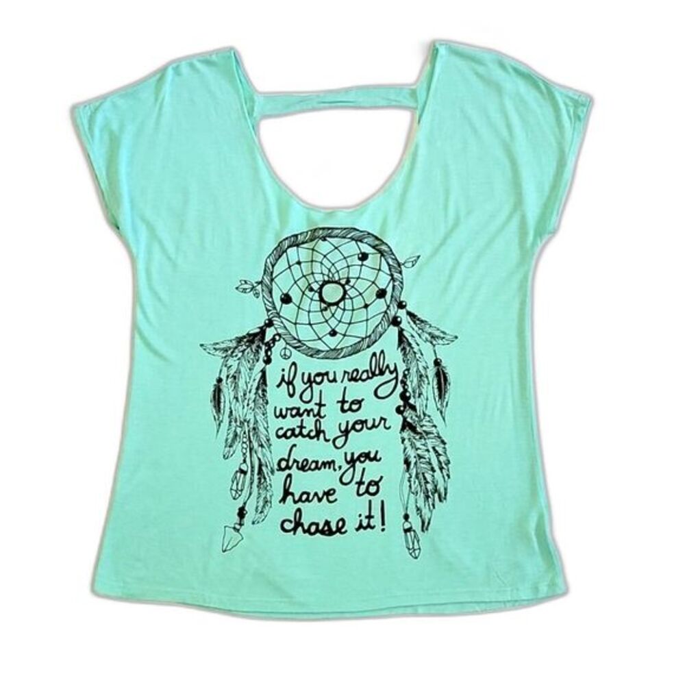 i.Joah Sea Green Black Dream Catcher Graphic T-shirt size Medium Casual Dreams